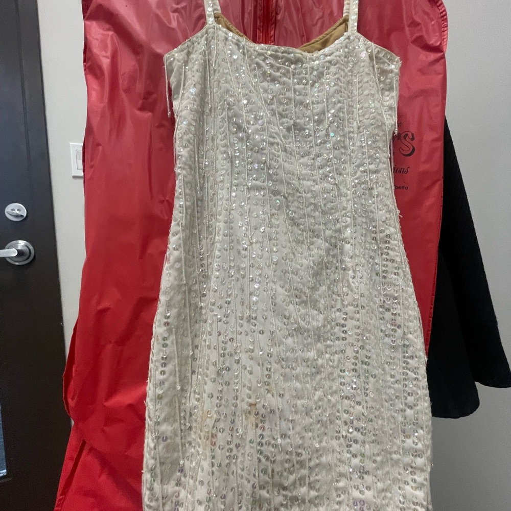 Elegant Beaded Cream Dress